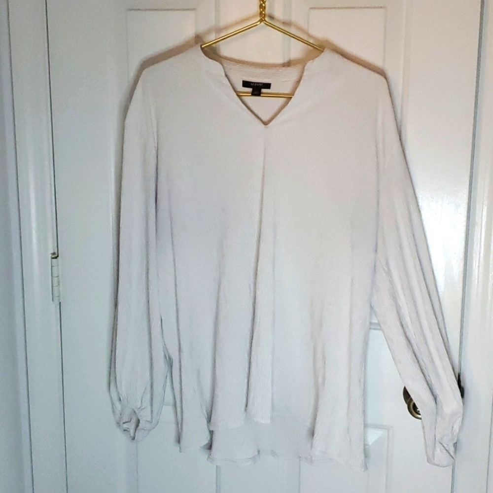 Alfani Womens Top- Long Sleeve,High/Low Hem,Crepe Like Look,Elastic Sleeves